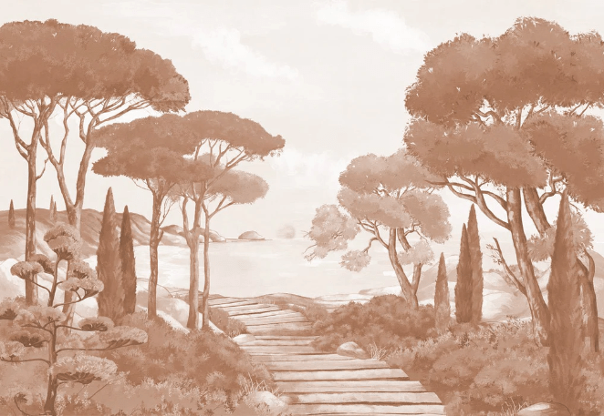 Carta da parati passeggiata nelle calanques terracotta