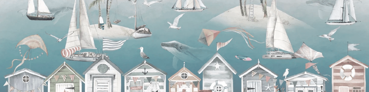 Carta da parati per camera bambini - Capanna sul mare