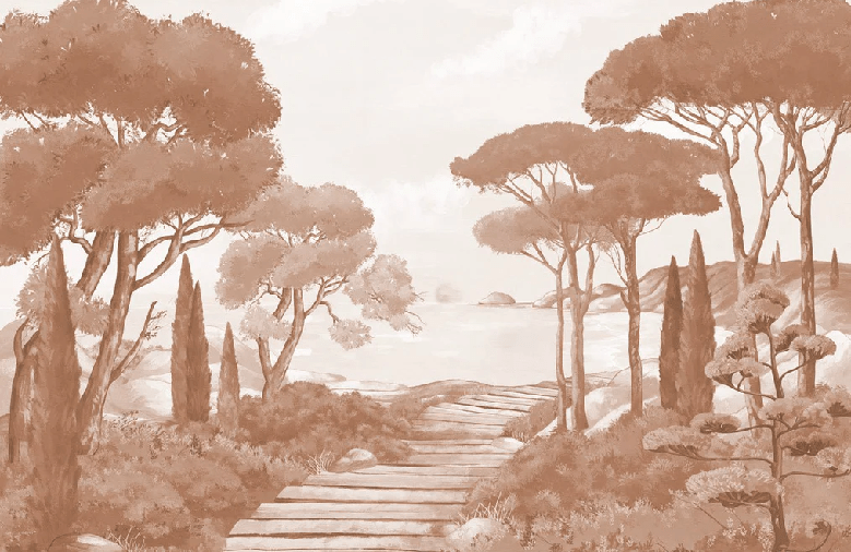 Carta da parati passeggiata nelle calanques terracotta