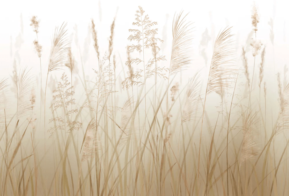 Carta da parati con fiori di campo e grano