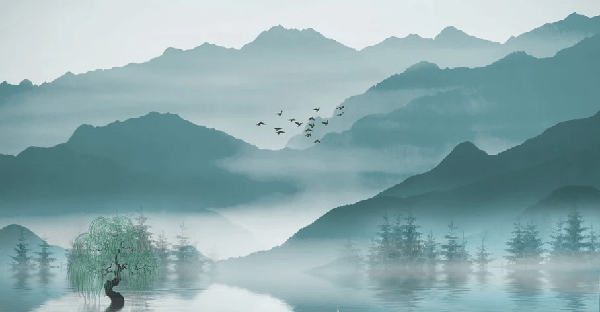 Carta da parati tra montagna e lago