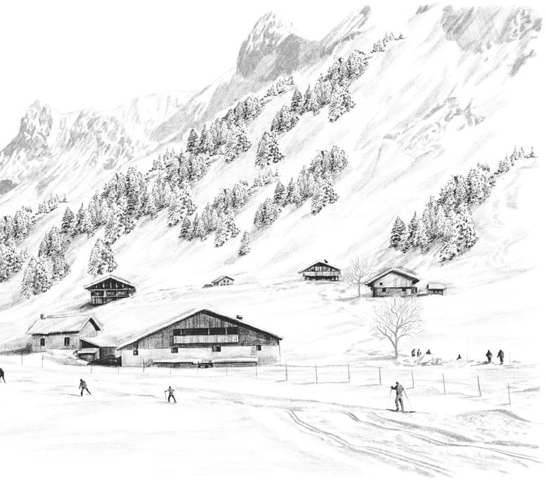 Carta da parati Clusaz sci di fondo montagna Confins