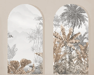 Carta da parati archi tropicali seppia