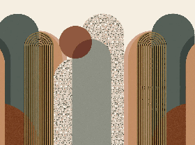 Carta da parati Art Déco grafica di tendenza