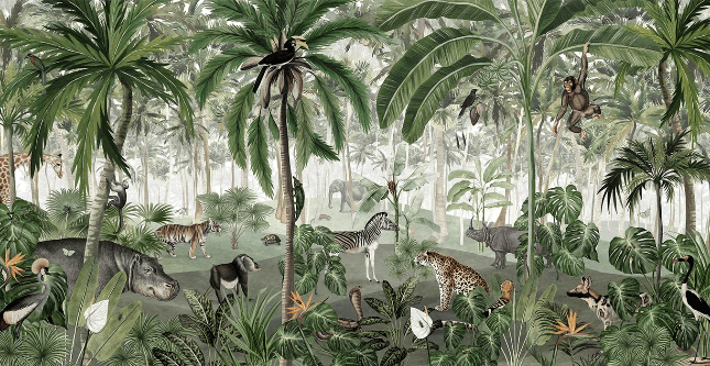 Carta da parati per bambini armonia degli animali