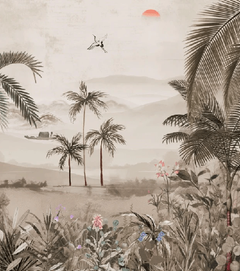 Carta da parati l'arte della giungla dipinta