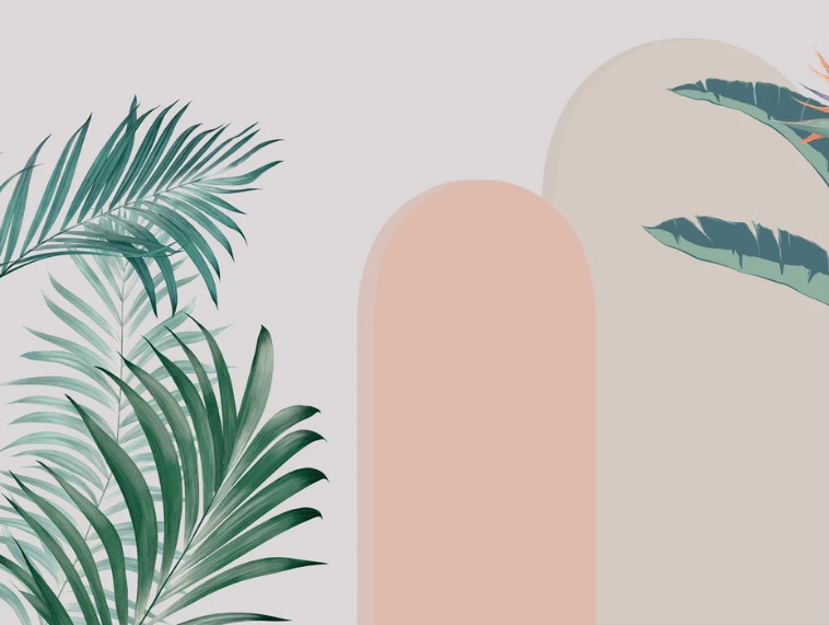 Carta da parati per camera da letto con archi vegetali