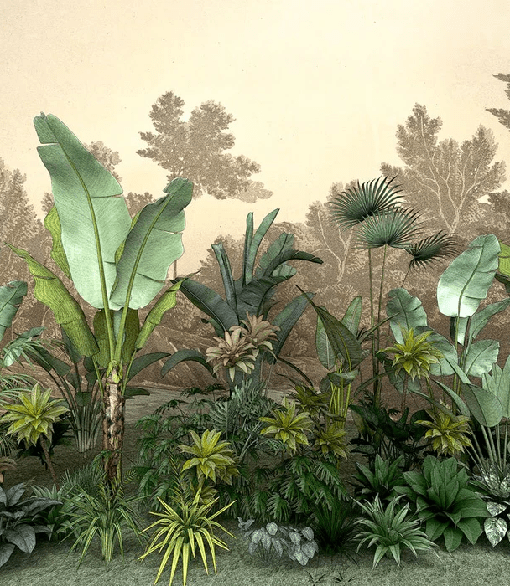 Carta da parati per bagno Jungle tendenza indonesiana