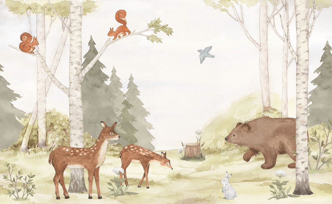 Carta da parati foresta incantata camera bambino