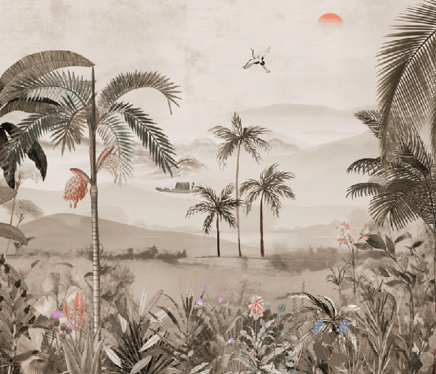 Carta da parati l'arte della giungla dipinta