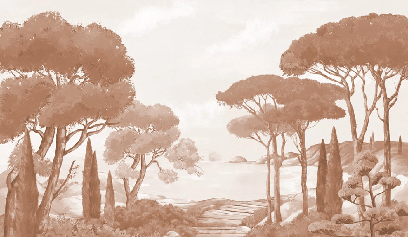 Carta da parati passeggiata nelle calanques terracotta