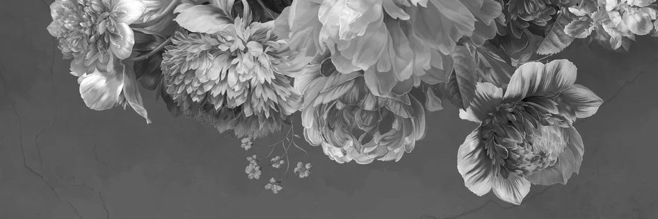 Carta da parati bistrot peonia bianco e nero