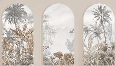 Carta da parati archi tropicali seppia