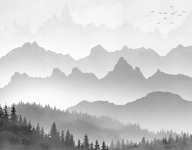 Carta da parati nebbia mattutina nella foresta