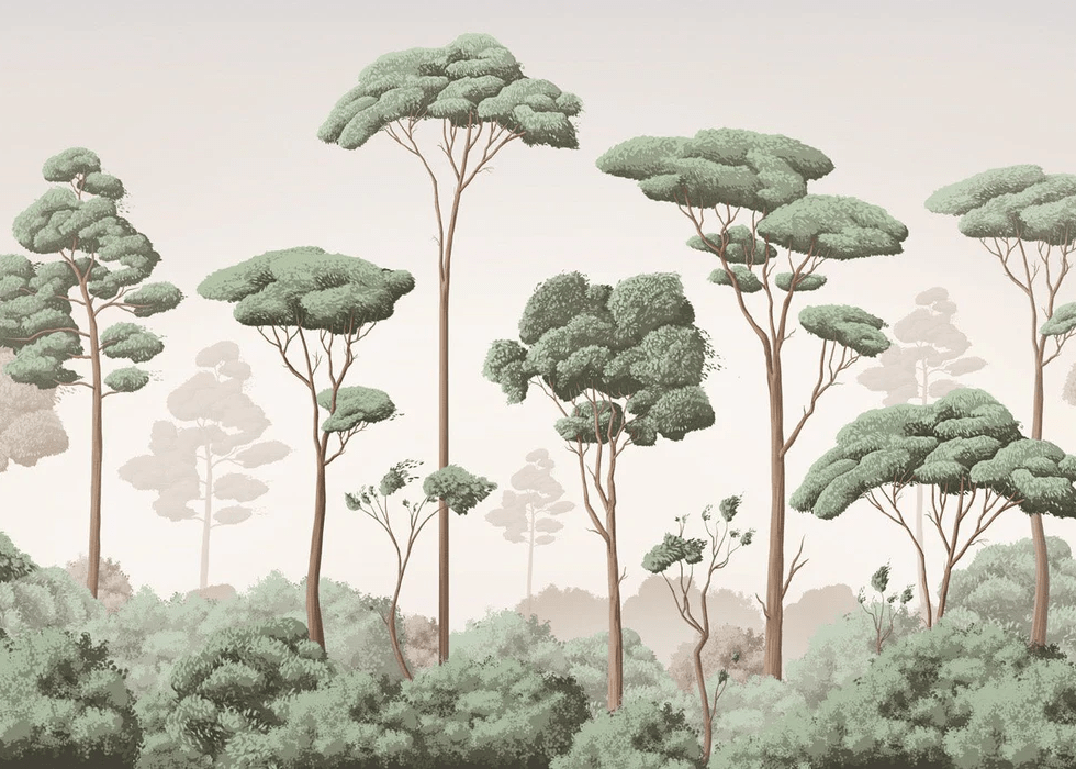 Carta da parati brezza leggera pineta