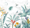 Carta da parati per WC Vegetale & Bird