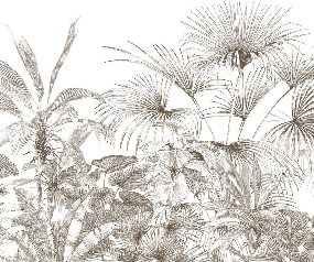 Carta da parati tropicale con incisione monocromatica