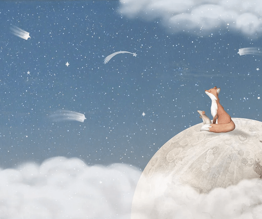 Carta da parati per bambini notte rilassante blu