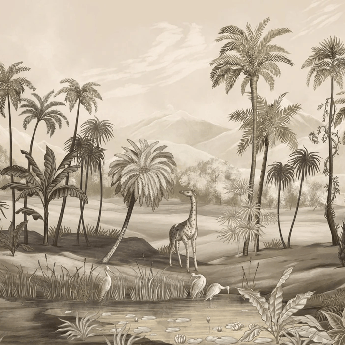 Carta da parati giungla Zaphira seppia