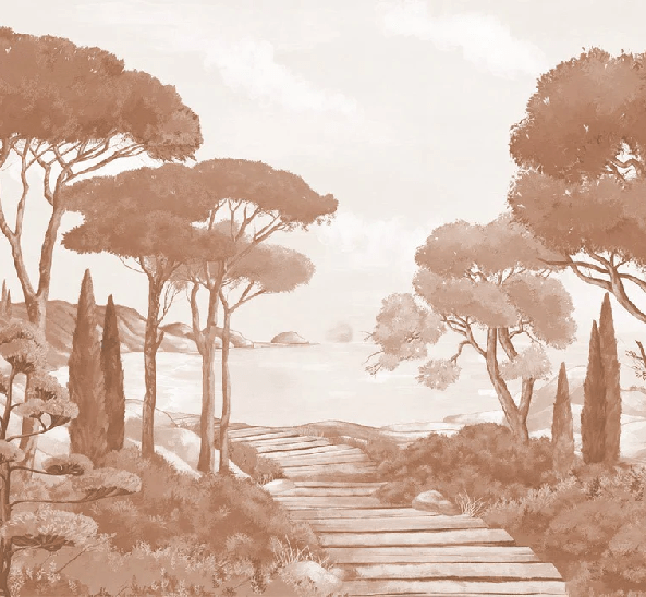 Carta da parati Passeggiata nei torrenti in terracotta