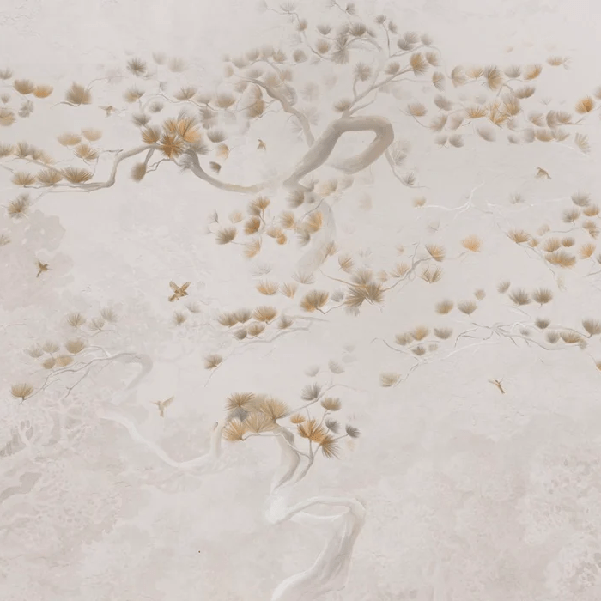 Carta da parati in stile giapponese - Nebbia tra i pini