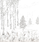 Carta da parati foresta in bianco e nero – Douceur des Bois