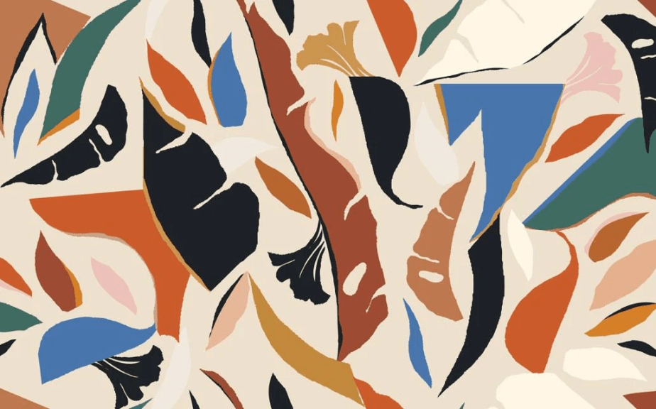 Carta da parati contemporanea con motivi vegetali