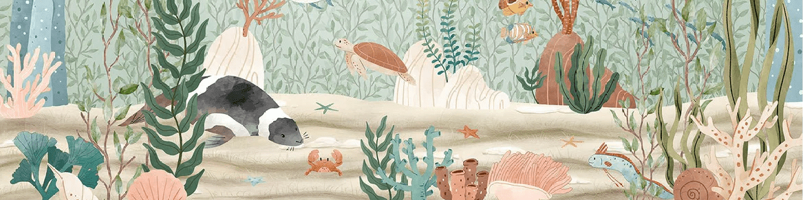 Papier peint bébé monde marin, XXL, tendance