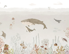 Carta da parati con balene per bambini