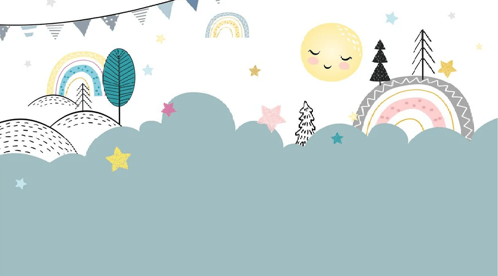 Carta da parati per cameretta blu e dolce notte