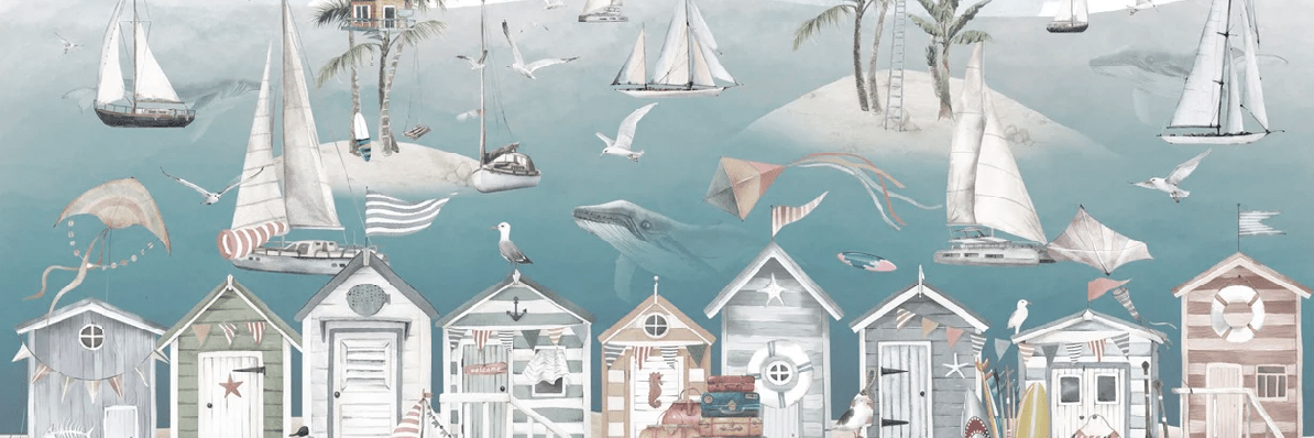 Carta da parati per camera bambini - Capanna sul mare