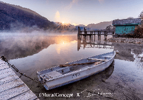 Carta da parati La piccola barca alla fine del lago