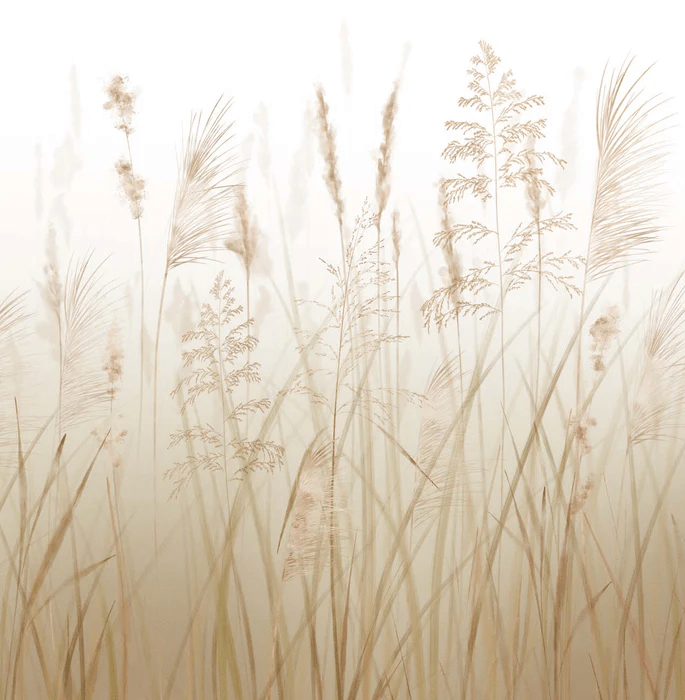 Carta da parati con fiori di campo e grano