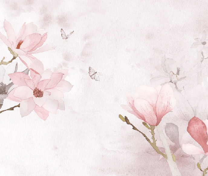Carta da parati acquerello magnolia rosa