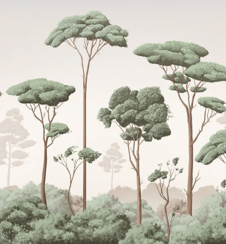 Carta da parati brezza leggera pineta