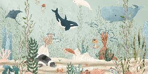 Carta da parati per bambini mondo marino