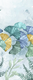 Carta da parati per bagno ginkgo biloba giapponese