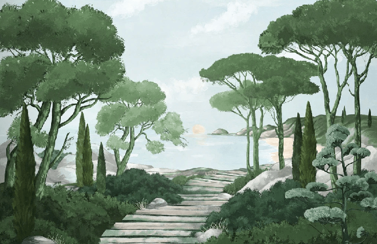 Carta da parati passeggiata nelle calanques verdi