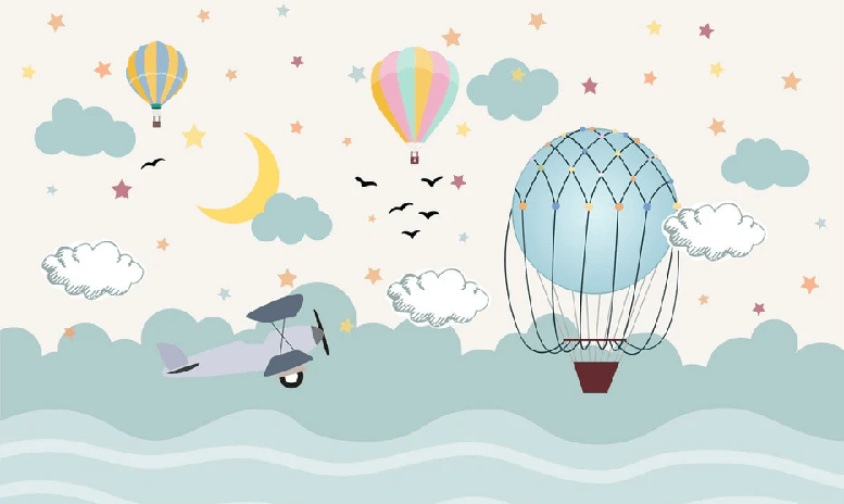 Carta da parati per camera bambino aerei scandinavi