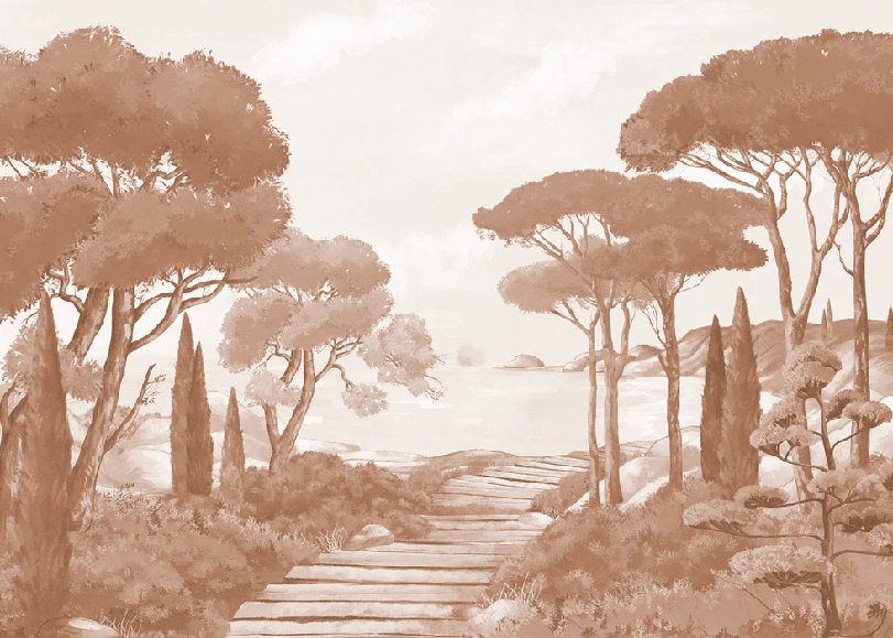 Carta da parati passeggiata nelle calanques terracotta