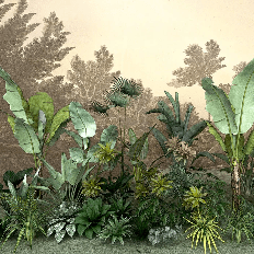 Carta da parati per bagno Jungle tendenza indonesiana