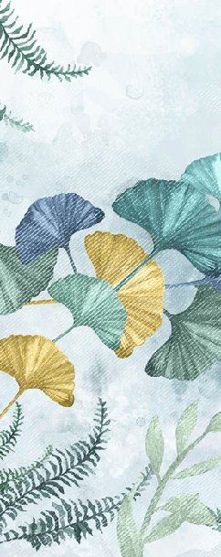 Carta da parati per bagno ginkgo biloba giapponese