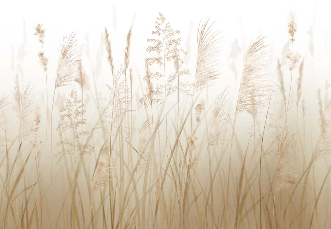 Carta da parati con fiori di campo e grano