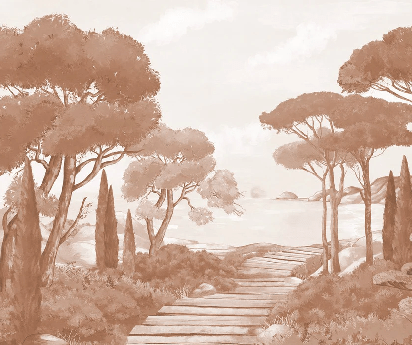 Carta da parati passeggiata nelle calanques terracotta