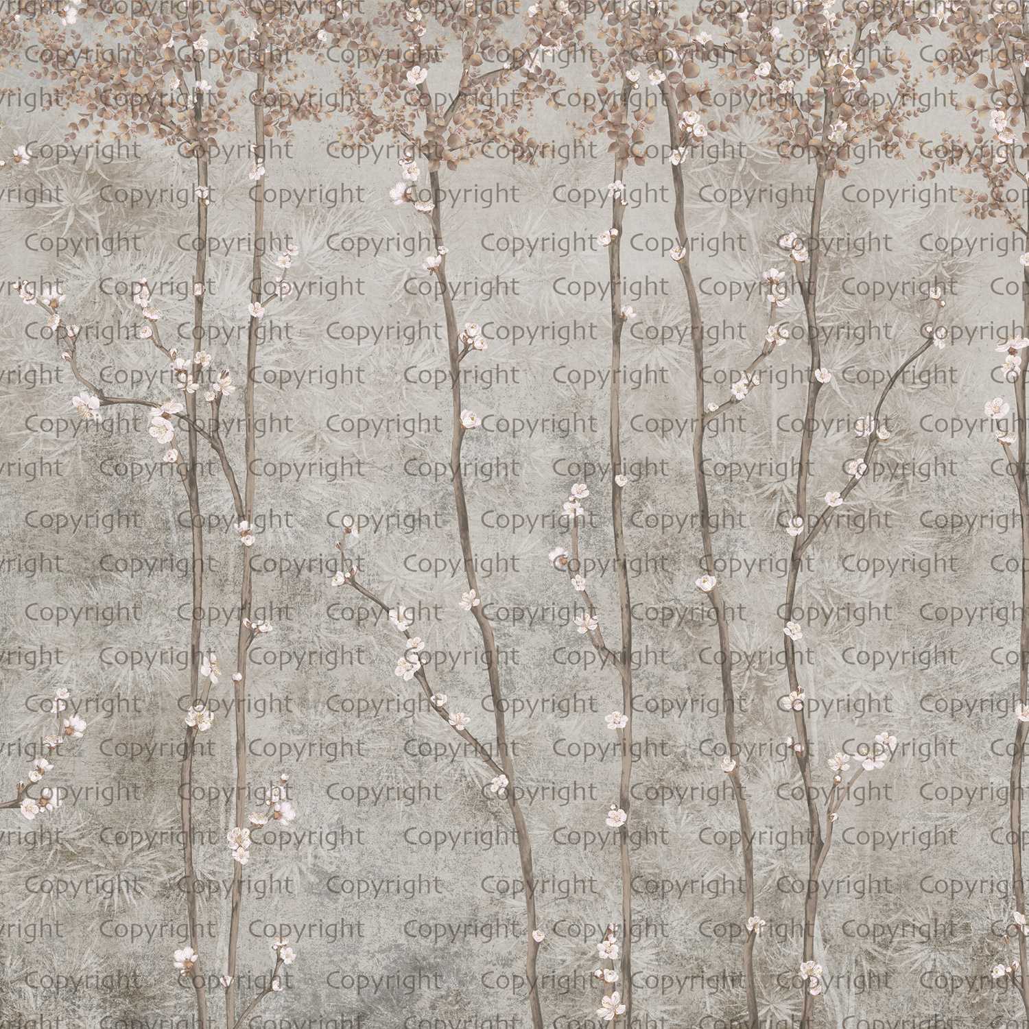 Papier peint panoramique branches japandi, XXL, tendance