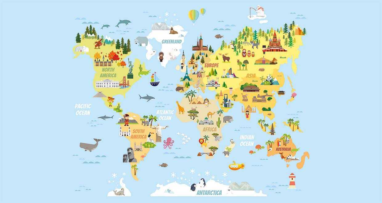 Papier peint chambre enfant mappemonde, XXL, tendance