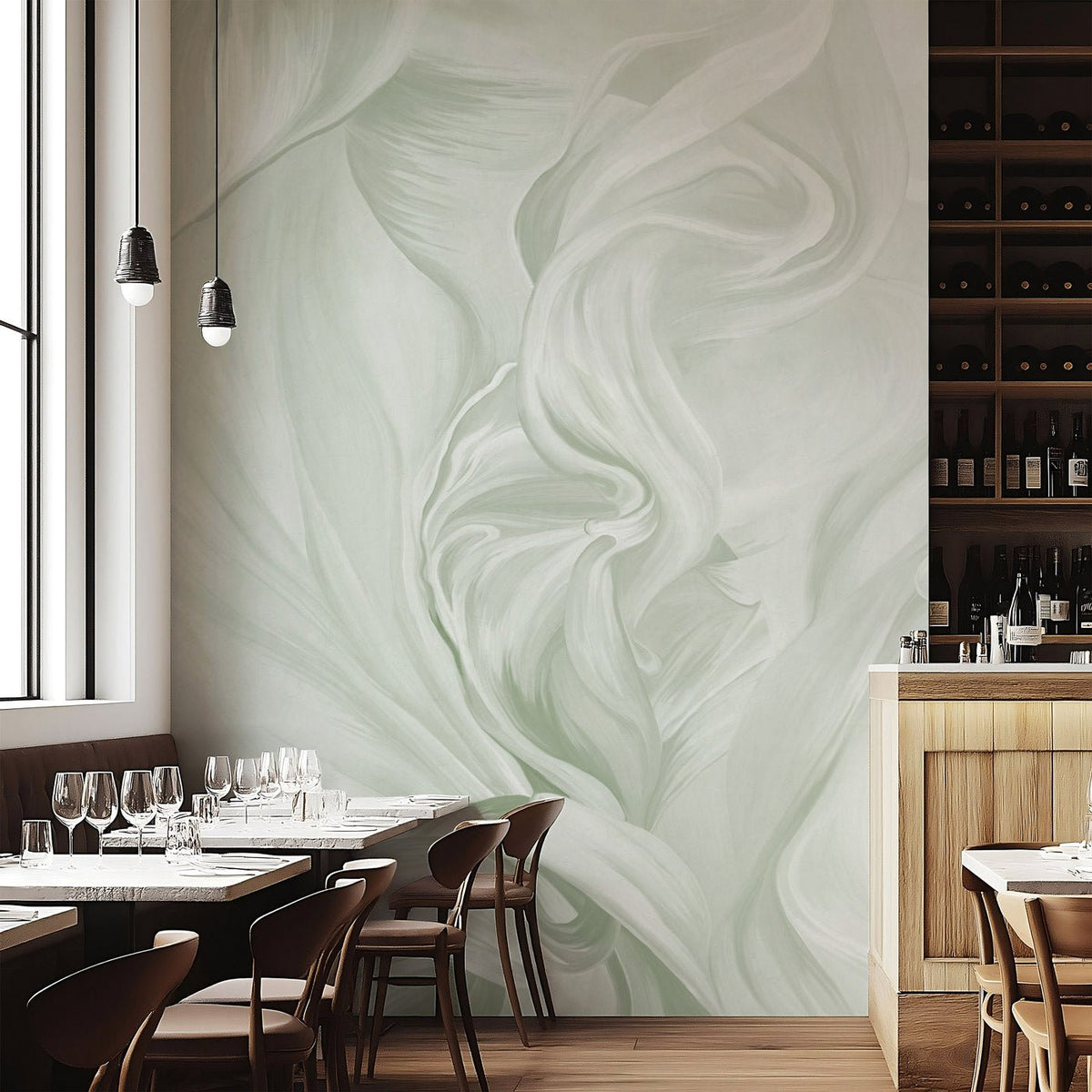 Carta da parati contemporanea – sublime flusso verde salvia