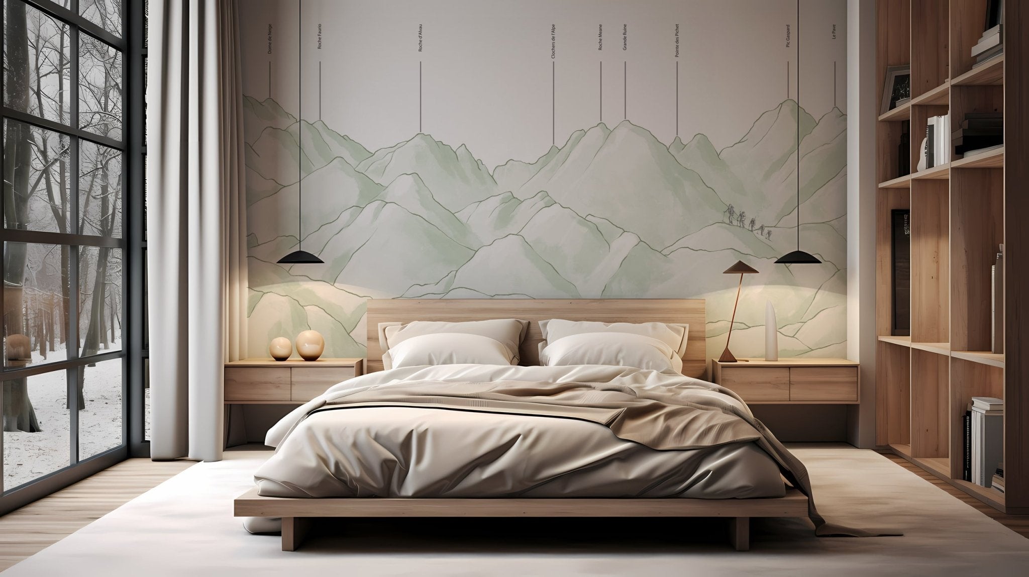 Papier peint massif des Écrins vert, XXL, tendance