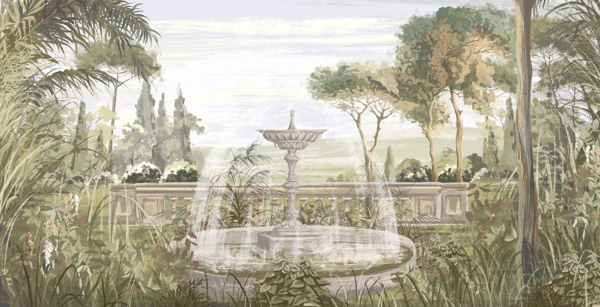 Papier peint paysage jardin ancien, XXL, tendance