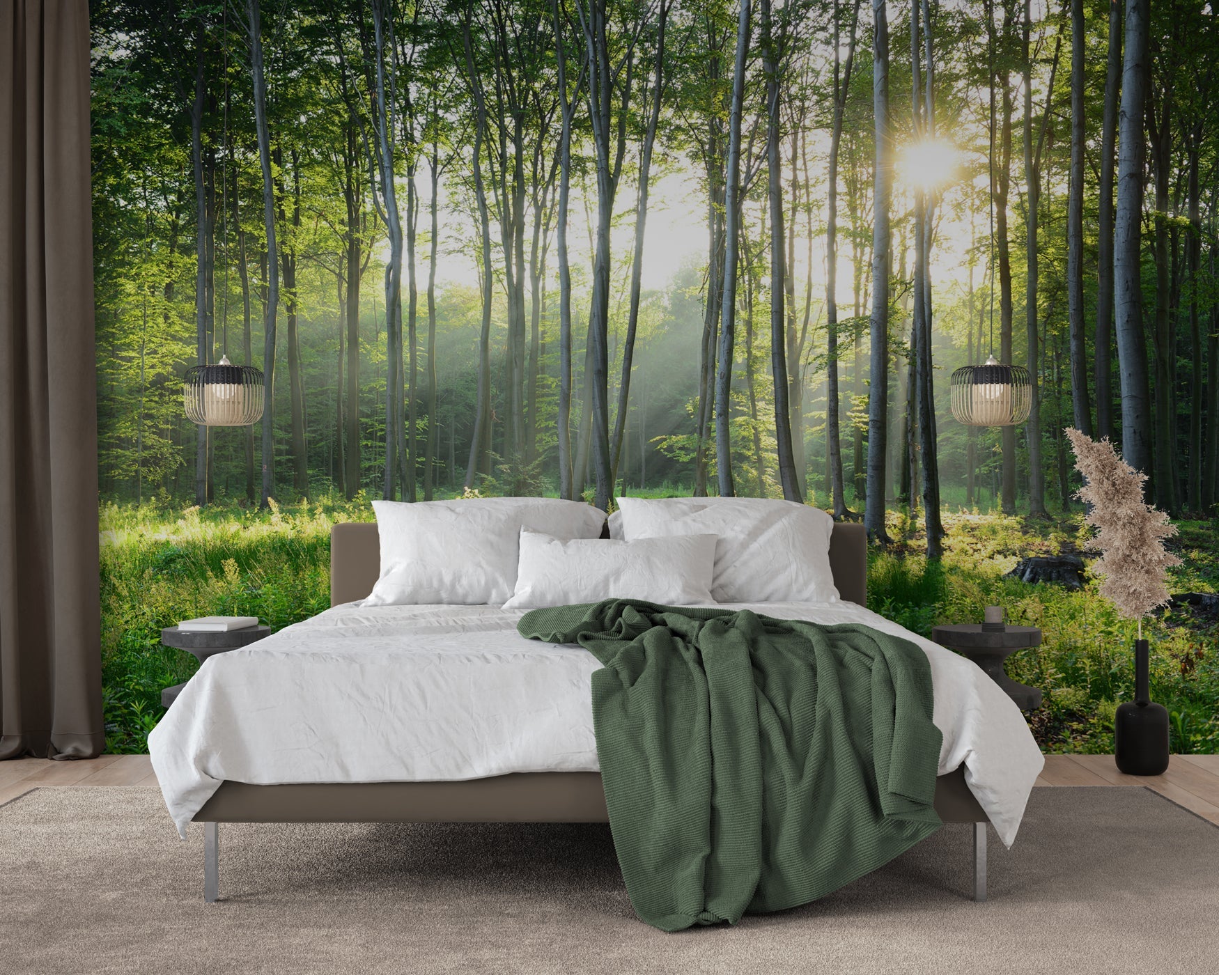 Papier peint panoramique forêt de pins - panoramique français
